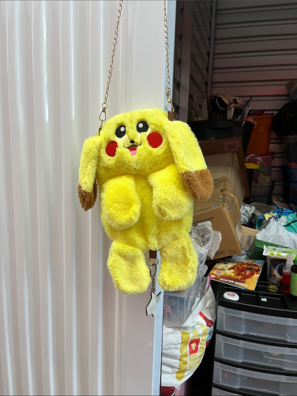 Yellow Plush Bunny Mini Crossbody Bag with Chain Strap